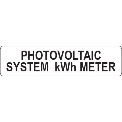 Solar Label - Photovoltaic System KWH Meter