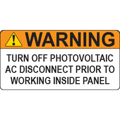 Solar Label - Turn Off Photovoltaic AC Disconnect