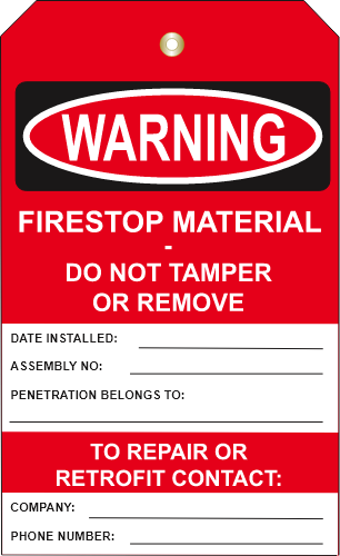 PLASTIC FIRESTOPPING TAGS