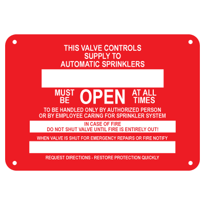 Customizable Sprinkler Valve Open Signs